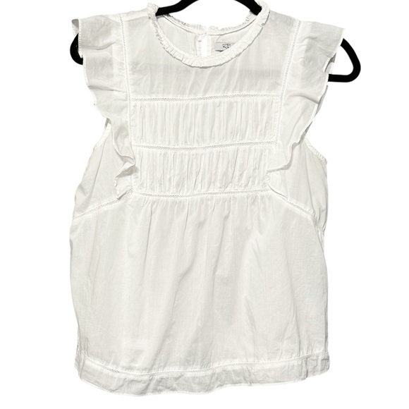 RAILS Filomena Sleeveless Ruffled Pin Tucked Cotton Lightweight White Blouse - Picture 4 of 13
